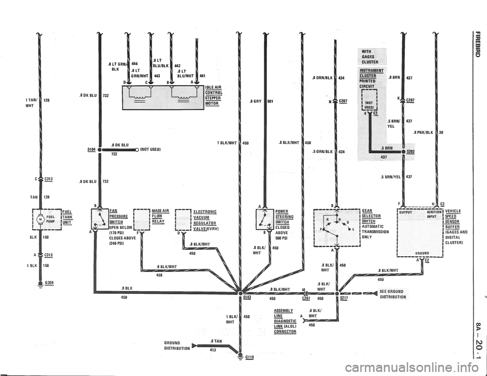 PONTIAC FIERO 1988  Service Repair Manual 
FUEL - TANK 
@ 6304 - - 
ASSEMBLY LINE - A DIAGNOSTIC  
LINK (ALDL) - CONNECTOR 
GROUND 
DISTRIBUTION   