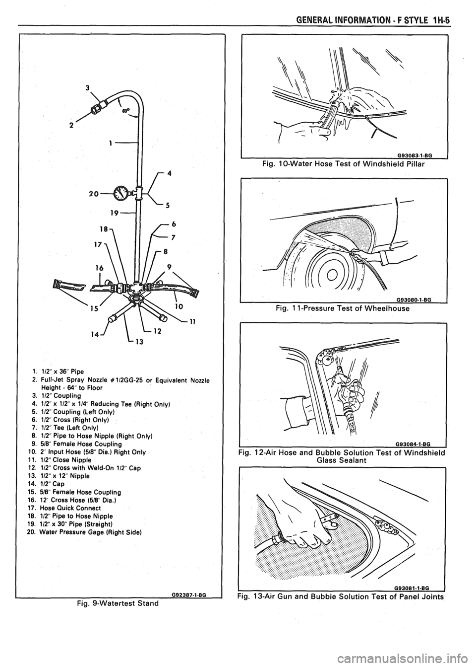 PONTIAC FIERO 1988 Service Repair Manual
1. 112" x 36" Pipe
2. Full-Jet Spray Nozzle # 112GG-25 or Equivalent Noule Height - 64" to Floor
3. 112" Coupling
4. 112"
x 112" x 114" Reducing Tee (Right Only)
5. 112 Coupling (Le PONTIAC FIERO 1988 Service Repair Manual
1. 112" x 36" Pipe
2. Full-Jet Spray Nozzle # 112GG-25 or Equivalent Noule Height - 64" to Floor
3. 112" Coupling
4. 112"
x 112" x 114" Reducing Tee (Right Only)
5. 112 Coupling (Le