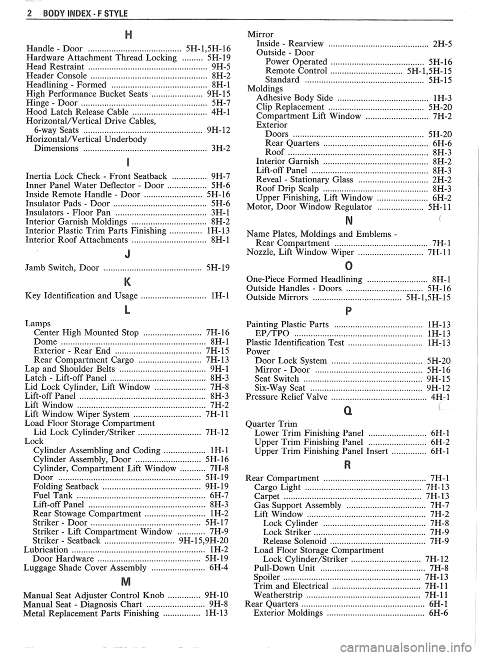 PONTIAC FIERO 1988  Service Repair Manual 