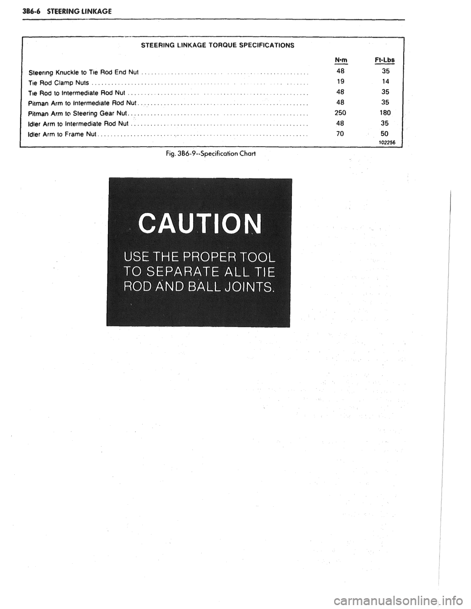 PONTIAC FIERO 1988 Service Repair Manual
386-6 STEERING LINKAGE
Steering Knuckle to Tie Rod End Nut ............................................
Tie Rod Clamp Nuts ............................................. ....
Tie Rod to Intermedi PONTIAC FIERO 1988 Service Repair Manual
386-6 STEERING LINKAGE
Steering Knuckle to Tie Rod End Nut ............................................
Tie Rod Clamp Nuts ............................................. ....
Tie Rod to Intermedi