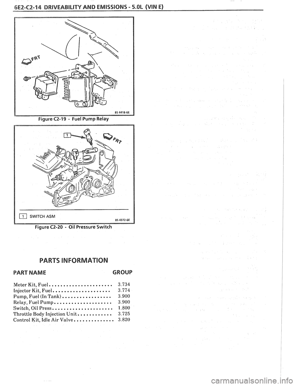 PONTIAC FIERO 1988 Service Repair Manual
SWITCH ASM
Figure C2-20 - Oil Pressure Switch
PART D INFORMA"F0N
PART NAME GROUP
Meter Kit, Fuel. . . . . . . . . . . . . . . . . . . . . . 3.734
Injector Kit, Fuel. . . . . . , . . . . . . . . PONTIAC FIERO 1988 Service Repair Manual
SWITCH ASM
Figure C2-20 - Oil Pressure Switch
PART D INFORMA"F0N
PART NAME GROUP
Meter Kit, Fuel. . . . . . . . . . . . . . . . . . . . . . 3.734
Injector Kit, Fuel. . . . . . , . . . . . . . .