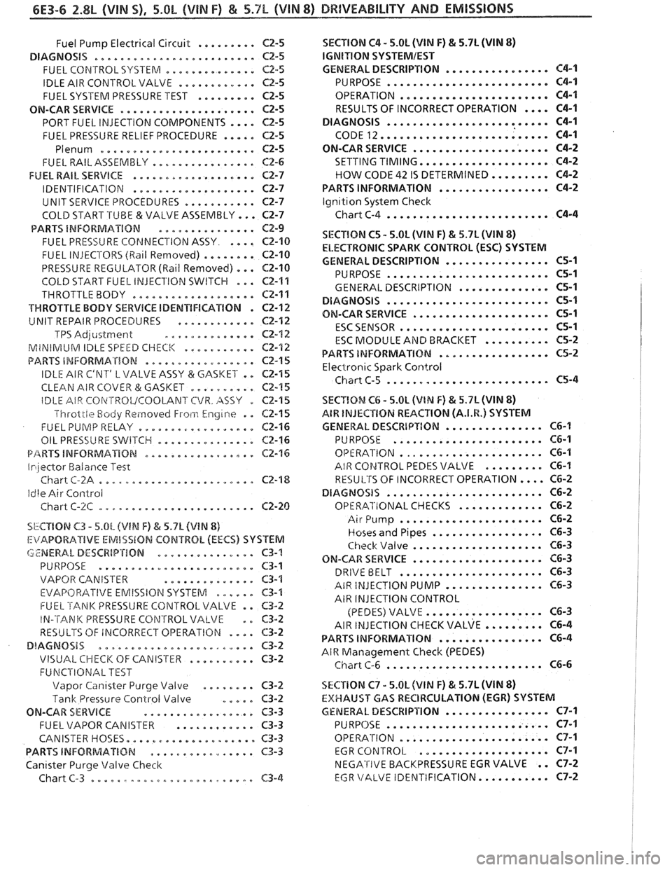PONTIAC FIERO 1988 Service Repair Manual
6E3-6 2.8L (VIN S). 5.OL (&BIN F) & 5.7L (WIN 8) BRllVEABlhlPY AND EMISSIONS
......... Fuel Pump Electrical Circuit C2-5
DIAGNOSiS ......................... CZ-5
.............. FUEL CONTROL SYS PONTIAC FIERO 1988 Service Repair Manual
6E3-6 2.8L (VIN S). 5.OL (&BIN F) & 5.7L (WIN 8) BRllVEABlhlPY AND EMISSIONS
......... Fuel Pump Electrical Circuit C2-5
DIAGNOSiS ......................... CZ-5
.............. FUEL CONTROL SYS