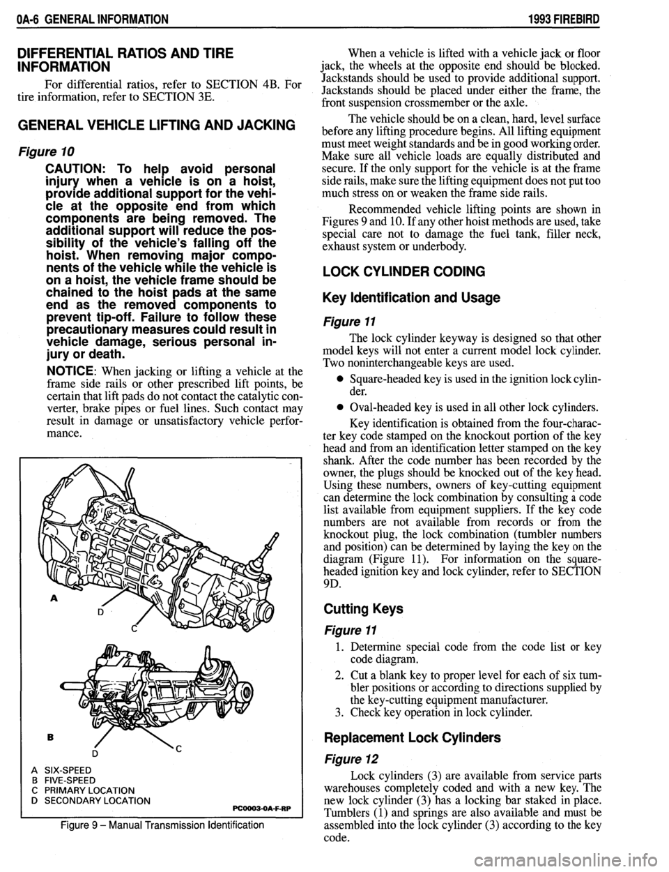 PONTIAC FIREBIRD 1993  Service User Guide 