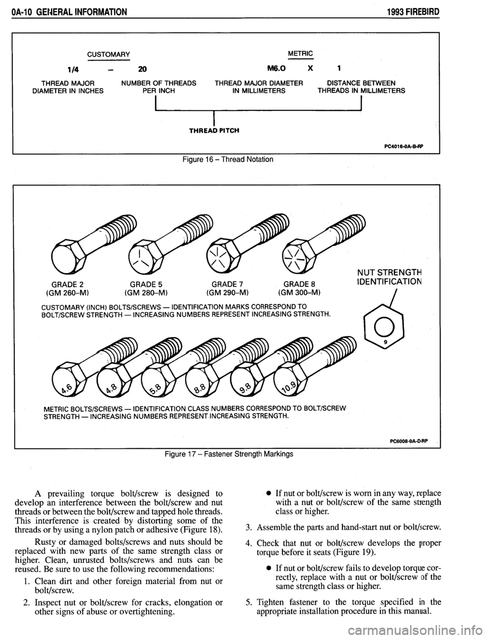 PONTIAC FIREBIRD 1993  Service User Guide 