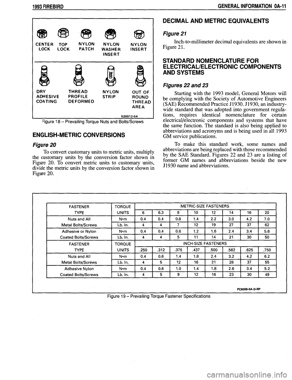 PONTIAC FIREBIRD 1993  Service User Guide 