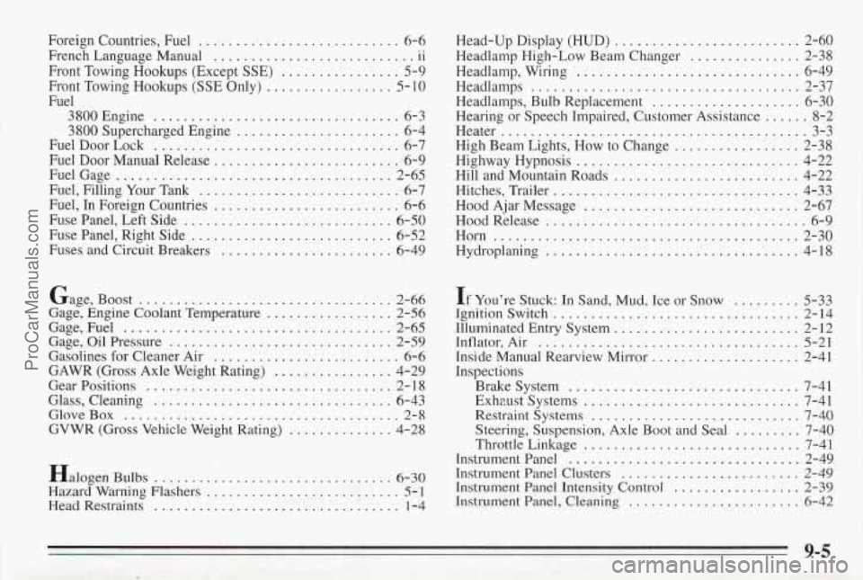 PONTIAC BONNEVILLE 1995 Owners Manual Foreign Countries. Fuel .......... . . 6-6
French Language Manual
11
Front Towing Hookups (Except SSE) ................ 5-9
Front Towing Hookups
(SSE Only) ................. 5- 10
Fuel 380 PONTIAC BONNEVILLE 1995 Owners Manual Foreign Countries. Fuel .......... . . 6-6
French Language Manual
11
Front Towing Hookups (Except SSE) ................ 5-9
Front Towing Hookups
(SSE Only) ................. 5- 10
Fuel 380