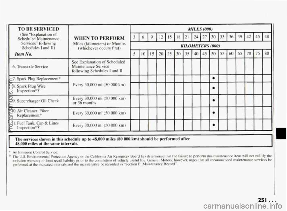 PONTIAC BONNEVILLE 1994 Owners Manual I.
65 70 75 80
The services shown in this schedule up to 48,000 miles (80 000 km) should be performed after
I 48.000 miles at the same intervals.
251 ...
ProCarManuals.com PONTIAC BONNEVILLE 1994 Owners Manual I.
65 70 75 80
The services shown in this schedule up to 48,000 miles (80 000 km) should be performed after
I 48.000 miles at the same intervals.
251 ...
ProCarManuals.com
