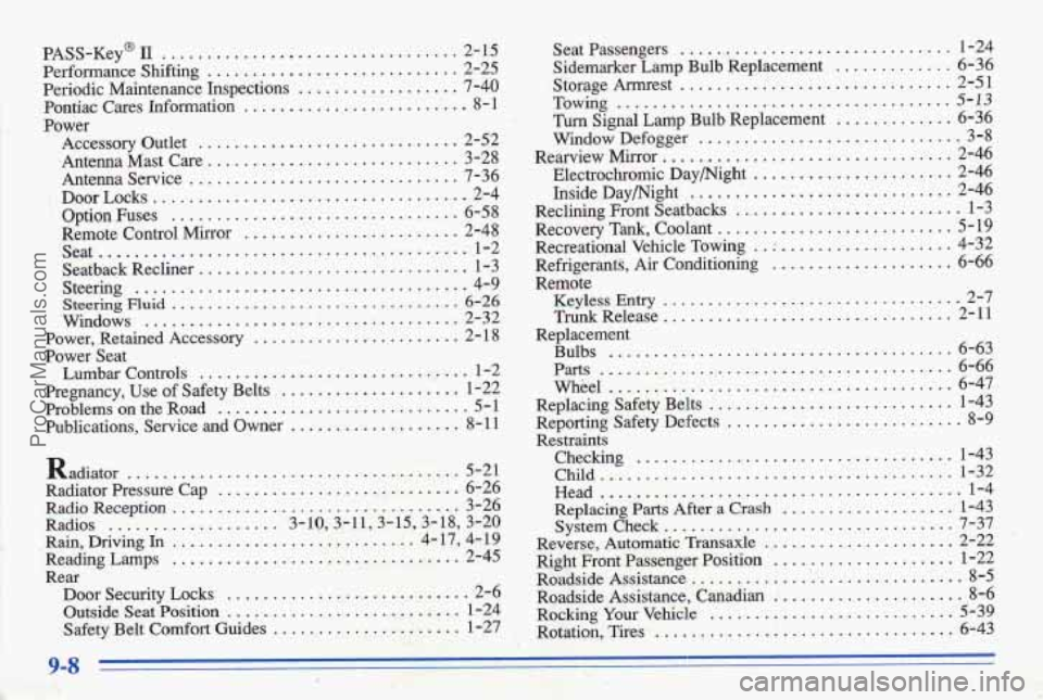 PONTIAC BONNEVILLE 1996 Owners Manual ProCarManuals.com PONTIAC BONNEVILLE 1996 Owners Manual ProCarManuals.com