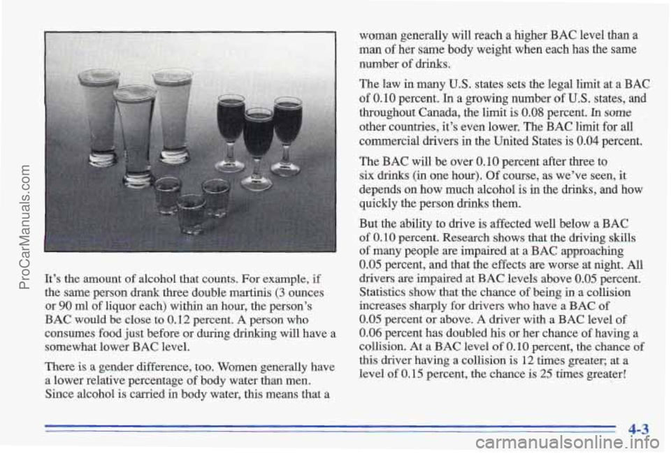 PONTIAC GRAND-AM 1996 Owners Manual ts. For examd
~~
It’s the amount of alcohol that coun e, if
the same person drank three double martinis (3 &nces
or
90 ml of liquor each) within an hour, the person’s
BAC w PONTIAC GRAND-AM 1996 Owners Manual ts. For examd
~~
It’s the amount of alcohol that coun e, if
the same person drank three double martinis (3 &nces
or
90 ml of liquor each) within an hour, the person’s
BAC w