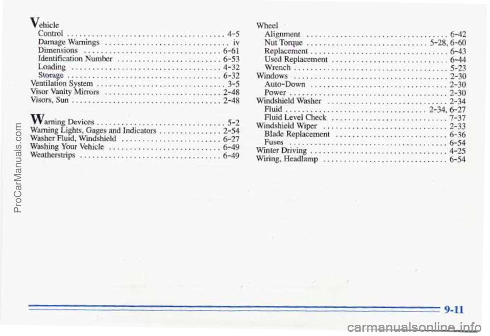 PONTIAC GRAND-AM 1996 Owners Manual Vehicle .- Control ................... ............4-5
Dimensions .................................6-61
Loading ....,..........,....................4-32
Damage Warnings ........................... PONTIAC GRAND-AM 1996 Owners Manual Vehicle .- Control ................... ............4-5
Dimensions .................................6-61
Loading ....,..........,....................4-32
Damage Warnings ...........................