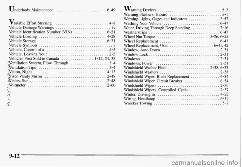 PONTIAC GRAND-AM 1995 Owners Manual Underbody Maintenance ........................ 6-49
variable Effort Steering .......................... 4-8
Vehicle Damage Warnings .......................... iv
Vehicle Identification Number (V PONTIAC GRAND-AM 1995 Owners Manual Underbody Maintenance ........................ 6-49
variable Effort Steering .......................... 4-8
Vehicle Damage Warnings .......................... iv
Vehicle Identification Number (V