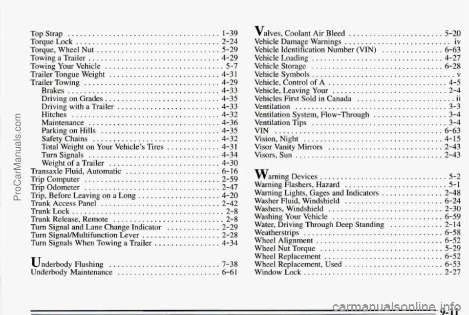 PONTIAC PONTIAC 1995 Owners Manual TopStrap ..................................... 1-39
Torque. WheelNut
.............................. 5-29
Towing a Trailer
................................ 4-29
Towing Your Vehicle
......... PONTIAC PONTIAC 1995 Owners Manual TopStrap ..................................... 1-39
Torque. WheelNut
.............................. 5-29
Towing a Trailer
................................ 4-29
Towing Your Vehicle
.........