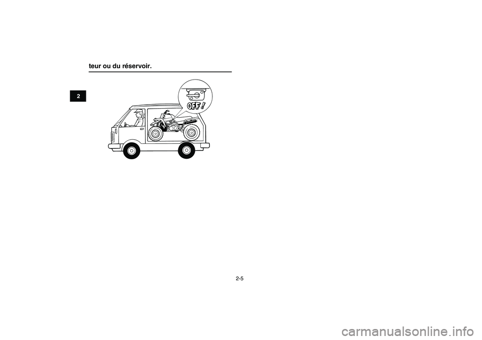 YAMAHA BANSHEE 350 2011  Notices Demploi (in French)  
2-5 
12
3
4
5
6
7
8
9
10
11
 
teur ou du réservoir. 