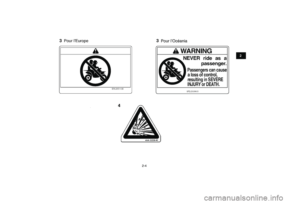 YAMAHA BANSHEE 350 2007  Notices Demploi (in French)  
2-4 
12
3
4
5
6
7
8
9
10
11 