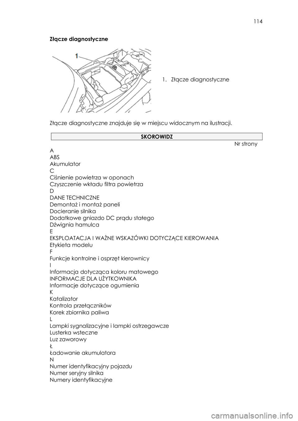 YAMAHA FJR1300AS 2017 Instrukcja obsługi (in Polish)
114
Złącze diagnostyczne
1. Złącze diagnostyczne
Złącze diagnostyczne znajduje się w miejscu widocznym na ilustracji.
SKOROWIDZ
Nr strony
A
ABS YAMAHA FJR1300AS 2017 Instrukcja obsługi (in Polish)
114
Złącze diagnostyczne
1. Złącze diagnostyczne
Złącze diagnostyczne znajduje się w miejscu widocznym na ilustracji.
SKOROWIDZ
Nr strony
A
ABS