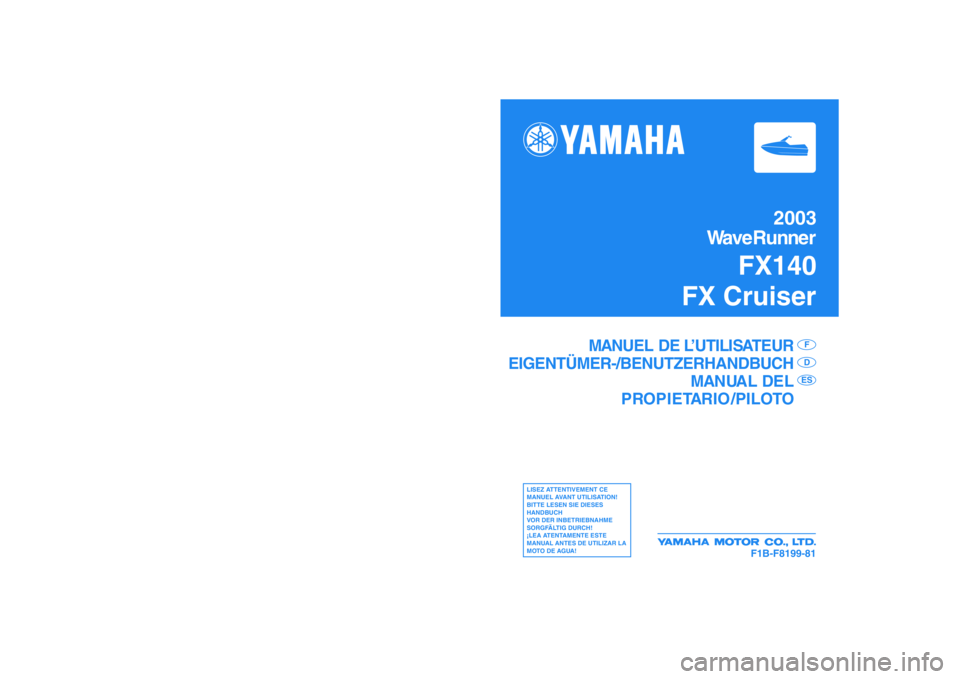 YAMAHA FX 2003  Notices Demploi (in French) 