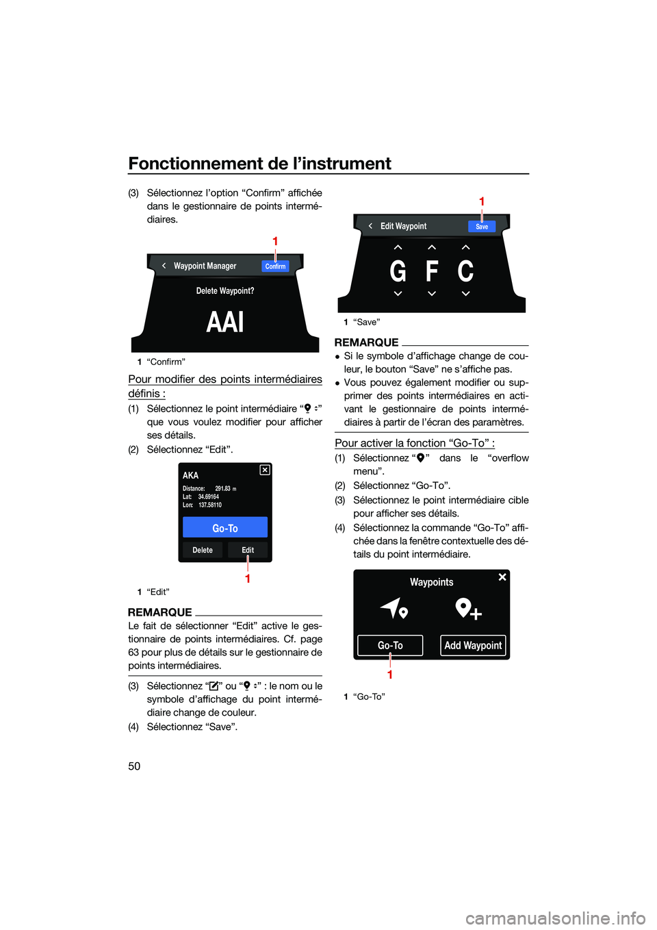 YAMAHA FX HO 2022 Notices Demploi (in French) Fonctionnement de l’instrument
50
(3) Sélectionnez l’option “Confirm” affichéedans le gestionnaire de points intermé-
diaires.
Pour modifier des points intermédiaires
définis :
(1) Sélec YAMAHA FX HO 2022 Notices Demploi (in French) Fonctionnement de l’instrument
50
(3) Sélectionnez l’option “Confirm” affichéedans le gestionnaire de points intermé-
diaires.
Pour modifier des points intermédiaires
définis :
(1) Sélec