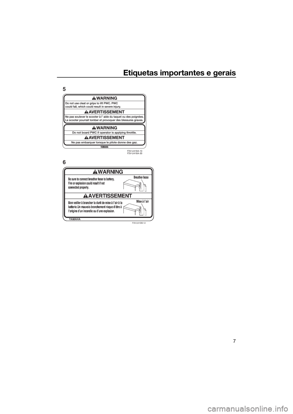 YAMAHA FX HO CRUISER 2020  Manual de utilização (in Portuguese) Etiquetas importantes e gerais
7
F0V-U41DB-12
5
6
F3V-U416A-10
F3V-U416A-30
UF3V71P0.book  Page 7  Wednesday, June 19, 2019  2:09 PM 