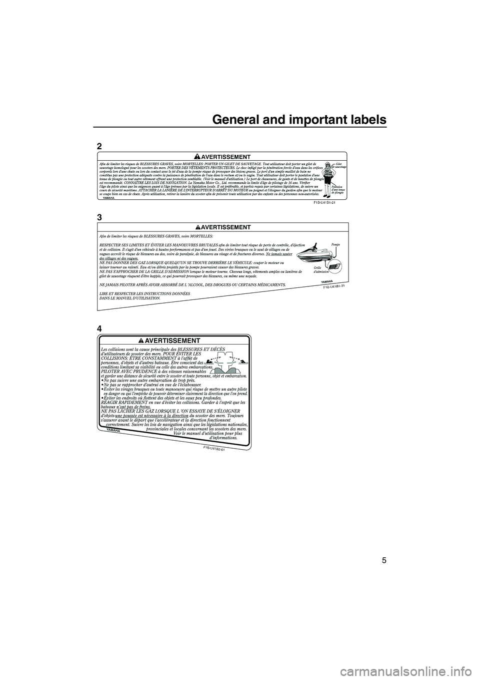 YAMAHA FX SHO 2011 User Guide General and important labels
5
UF1W73E0.book  Page 5  Monday, June 7, 2010  9:17 AM 