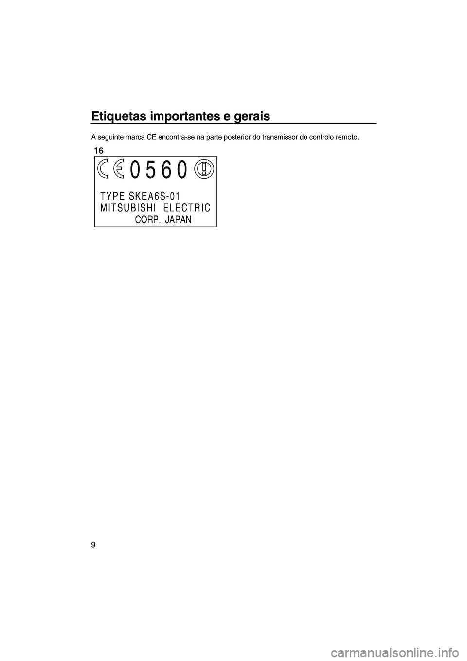 YAMAHA SVHO 2009  Manual de utilização (in Portuguese) Etiquetas importantes e gerais
9
A seguinte marca CE encontra-se na parte posterior do transmissor do controlo remoto.
UF1W71P0.book  Page 9  Monday, June 30, 2008  2:18 PM 