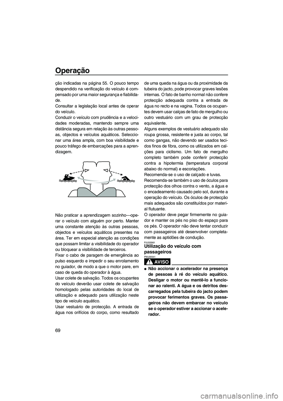 YAMAHA SVHO 2009  Manual de utilização (in Portuguese) Operação
69
ção indicadas na página 55. O pouco tempo
despendido na verificação do veículo é com-
pensado por uma maior segurança e fiabilida-
de.
Consultar a legislação local antes de ope