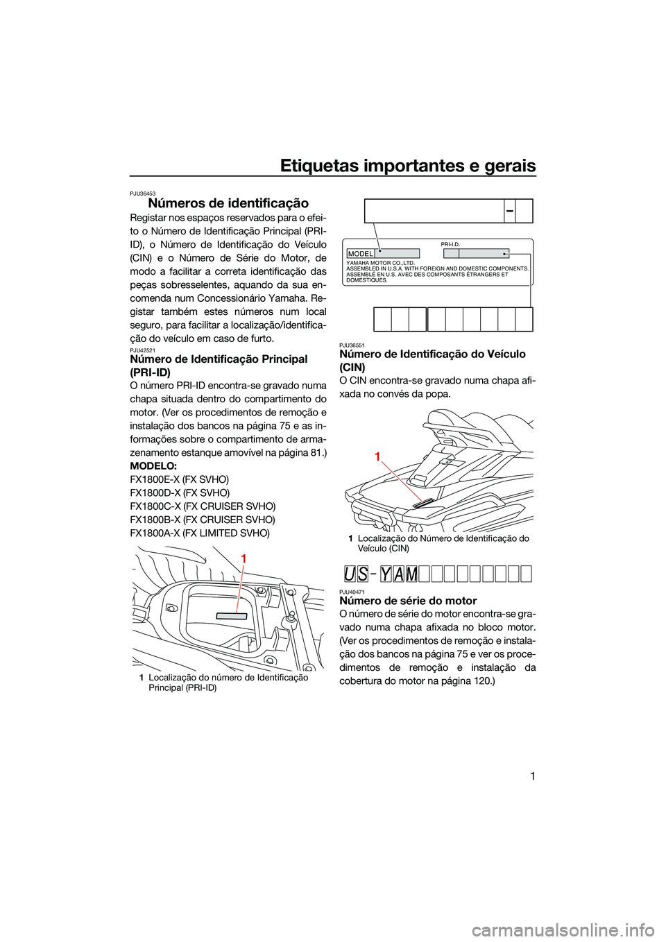 YAMAHA FX SVHO 2022 Manual de utilização (in Portuguese) Etiquetas importantes e gerais
1
PJU36453
Números de identificação
Registar nos espaços reservados para o efei-
to o Número de Identificação Principal (PRI-
ID), o Número de Identificação do YAMAHA FX SVHO 2022 Manual de utilização (in Portuguese) Etiquetas importantes e gerais
1
PJU36453
Números de identificação
Registar nos espaços reservados para o efei-
to o Número de Identificação Principal (PRI-
ID), o Número de Identificação do