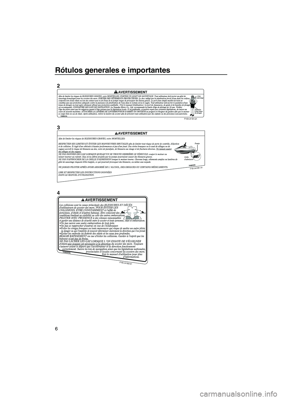 YAMAHA FZS 2010  Manuale de Empleo (in Spanish) Rótulos generales e importantes
6
UF2C71S0.book  Page 6  Tuesday, July 14, 2009  11:41 AM 