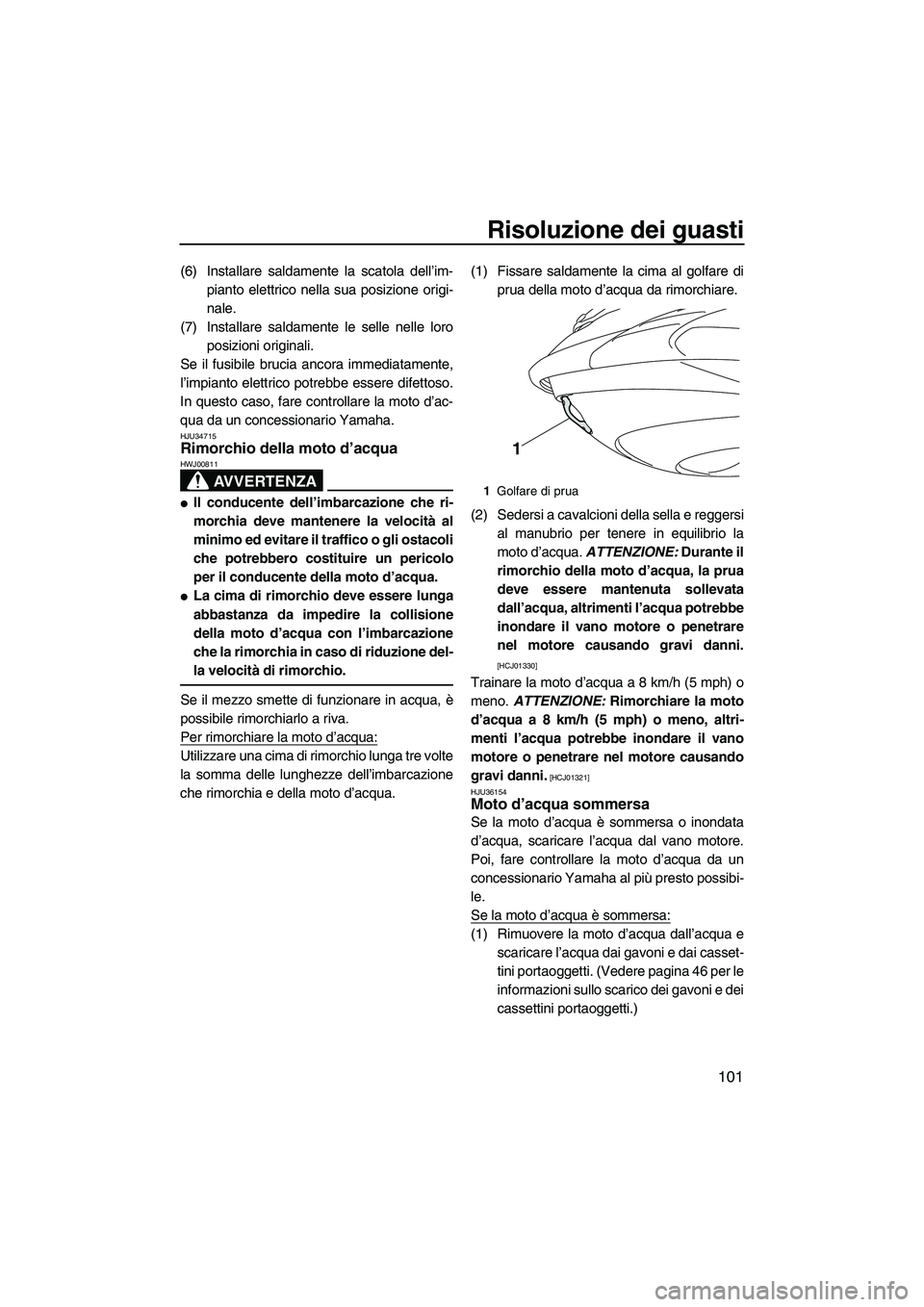 YAMAHA FZS SVHO 2010 Manuale duso (in Italian) Risoluzione dei guasti
101
(6) Installare saldamente la scatola dell’im-
pianto elettrico nella sua posizione origi-
nale.
(7) Installare saldamente le selle nelle loro
posizioni originali.
Se il fu YAMAHA FZS SVHO 2010 Manuale duso (in Italian) Risoluzione dei guasti
101
(6) Installare saldamente la scatola dell’im-
pianto elettrico nella sua posizione origi-
nale.
(7) Installare saldamente le selle nelle loro
posizioni originali.
Se il fu