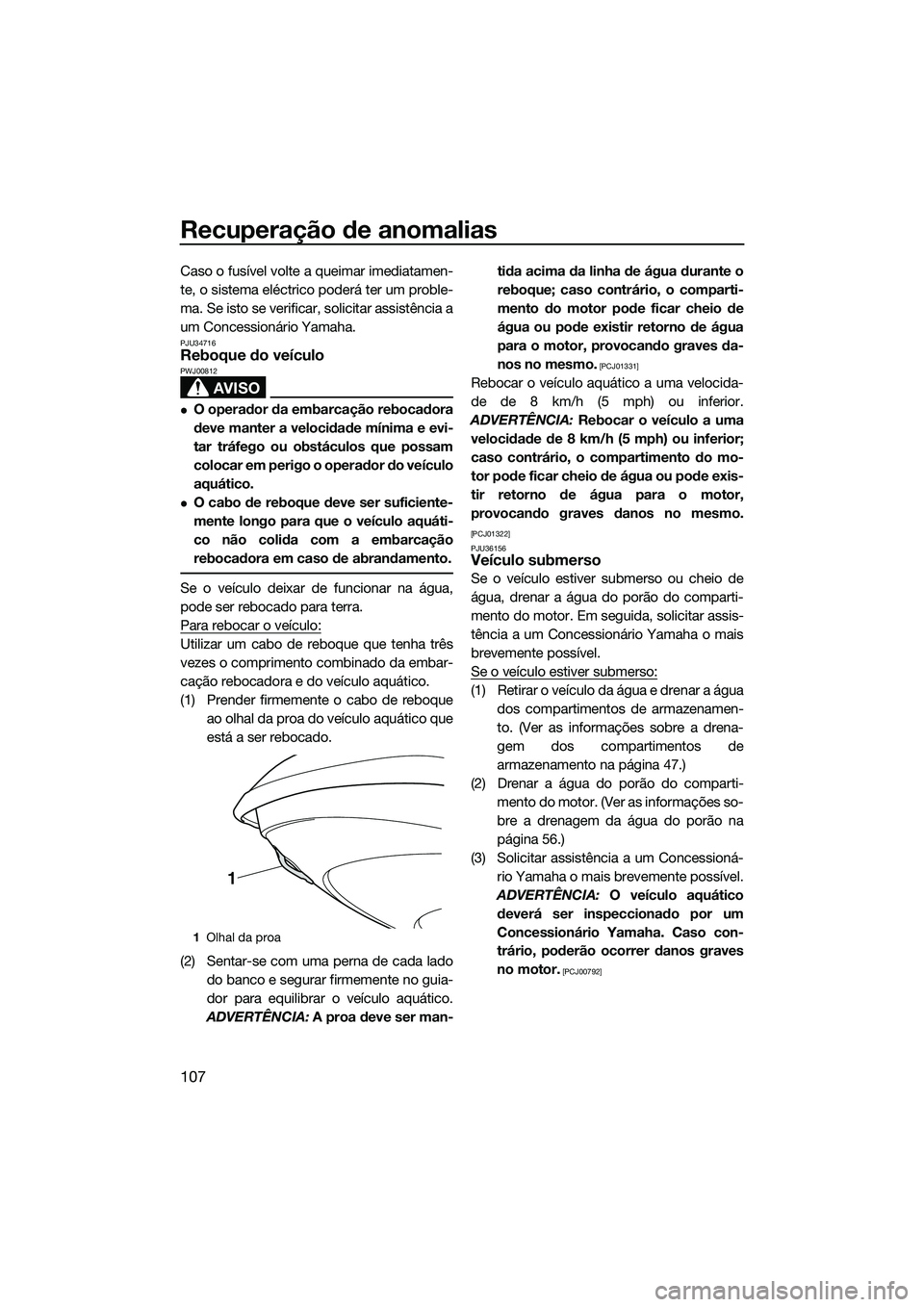 YAMAHA FZS SVHO 2015 Manual de utilização (in Portuguese) Recuperação de anomalias
107
Caso o fusível volte a queimar imediatamen-
te, o sistema eléctrico poderá ter um proble-
ma. Se isto se verificar, solicitar assistência a
um Concessionário Yamaha YAMAHA FZS SVHO 2015 Manual de utilização (in Portuguese) Recuperação de anomalias
107
Caso o fusível volte a queimar imediatamen-
te, o sistema eléctrico poderá ter um proble-
ma. Se isto se verificar, solicitar assistência a
um Concessionário Yamaha