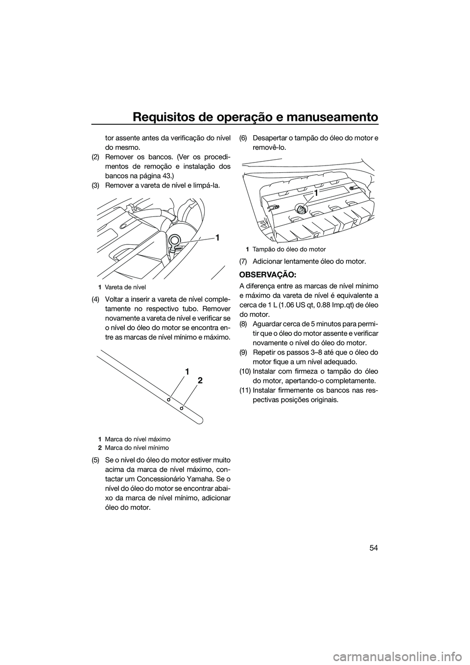 YAMAHA FZS SVHO 2014  Manual de utilização (in Portuguese) Requisitos de operação e manuseamento
54
tor assente antes da verificação do nível
do mesmo.
(2) Remover os bancos. (Ver os procedi- mentos de remoção e instalação dos
bancos na página 43.)

