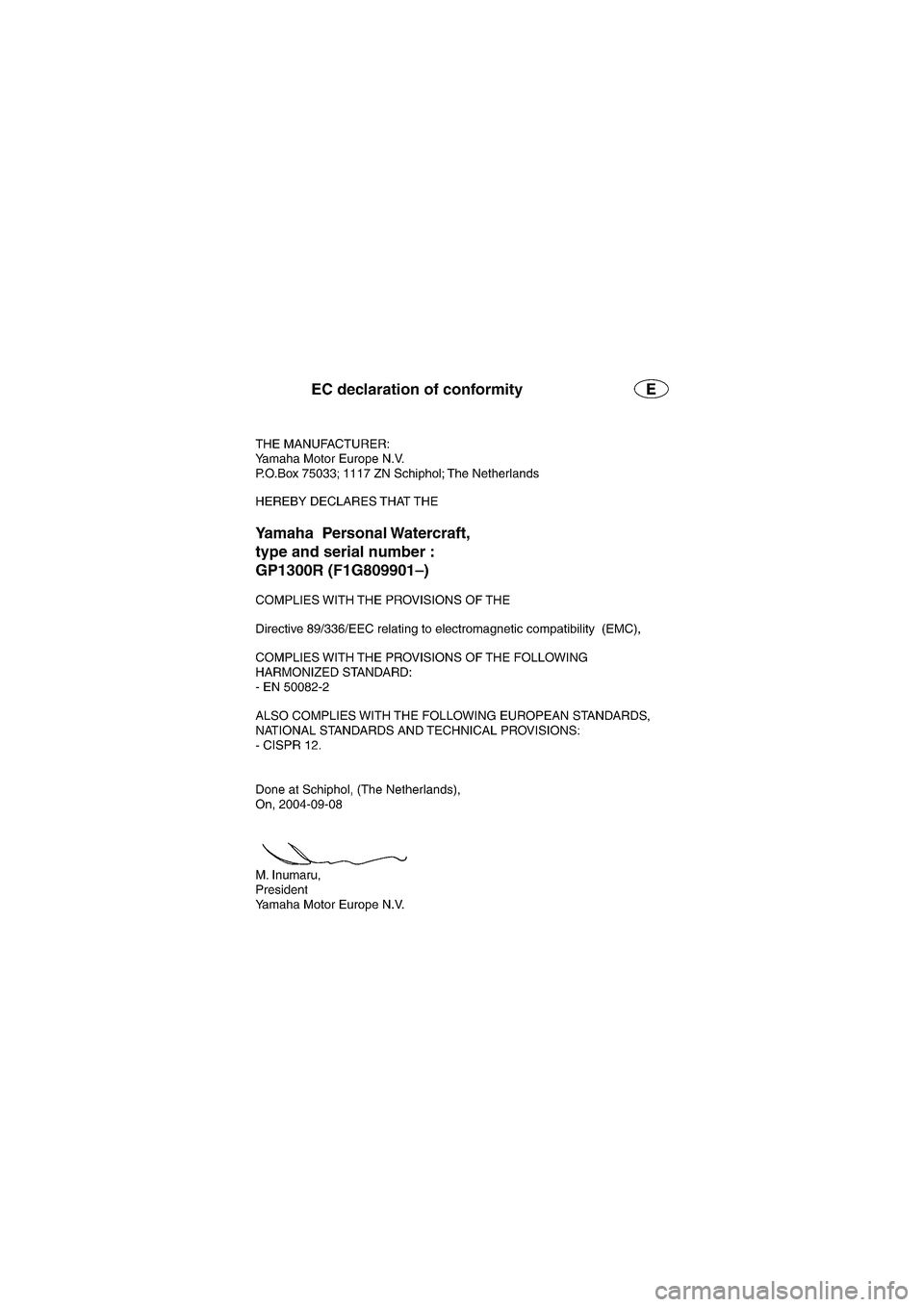 YAMAHA GP1300R 2005  Owners Manual UF1G72.book  Page 1  Thursday, September 30, 2004  2:28 PM 