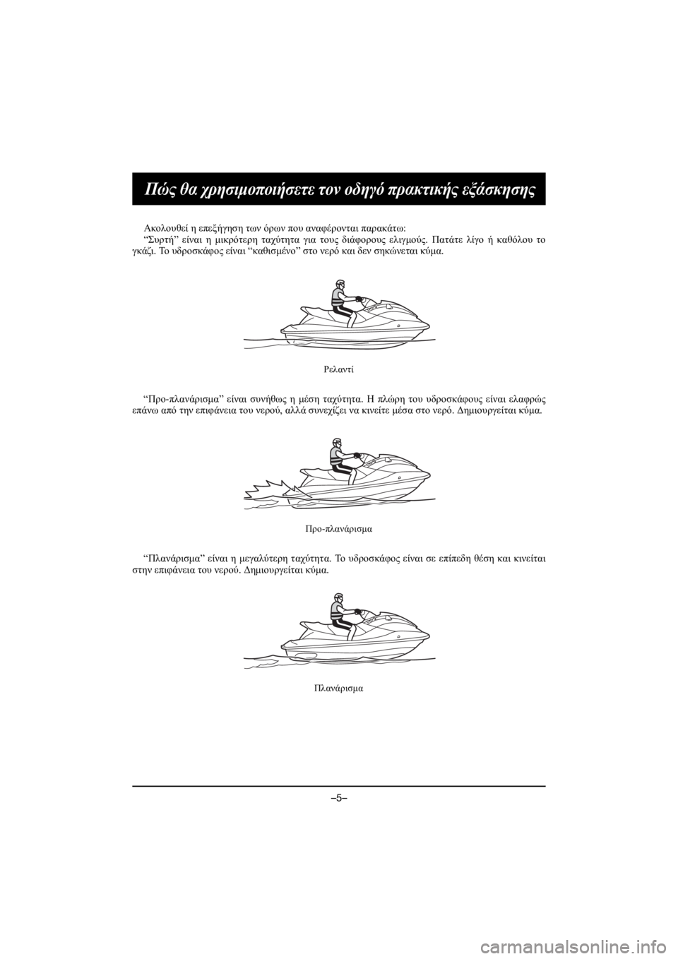 YAMAHA GP1800R SVHO 2021 Owners Manual –5–
Πώς θα χρησιμοποιήσετε τον οδηγό πρακτικής εξάσκησης
Ακολουθεί η επεξήγηση των όρων που αναφέροντ YAMAHA GP1800R SVHO 2021 Owners Manual –5–
Πώς θα χρησιμοποιήσετε τον οδηγό πρακτικής εξάσκησης
Ακολουθεί η επεξήγηση των όρων που αναφέροντ