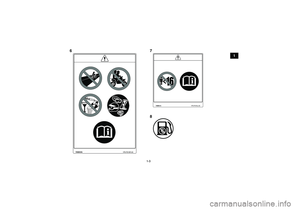 YAMAHA GRIZZLY 450 2012  Manuale de Empleo (in Spanish) 1-3
1
1P0-F816R-00
1P0-F816L-20
678
U1CT61S0.book  Page 3  Wednesday, April 20, 2011  5:53 PM 