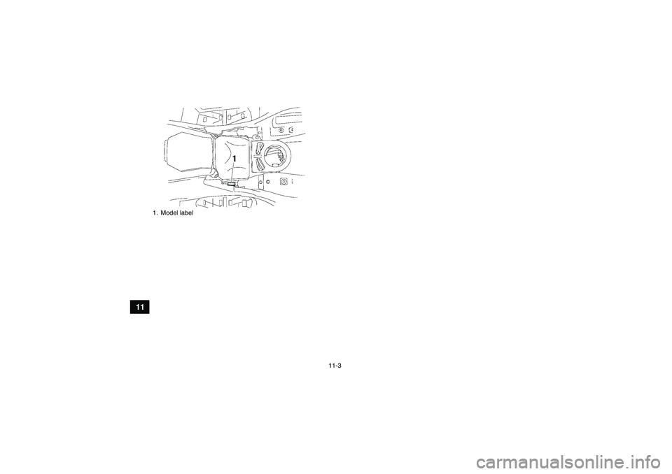 YAMAHA GRIZZLY 700 2007  Owners Manual 11-3
11
1. Model labelU3B460E0.book  Page 3  Friday, May 12, 2006  2:51 PM 