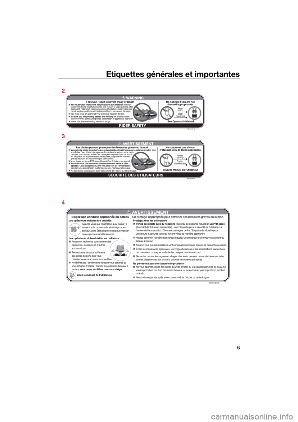 YAMAHA JETBLASTER 2022 Notices Demploi (in French) Etiquettes générales et importantes
6
3
4 2
UF6C70F0.book Page 6 Wednesday, November 3, 2021 9:06 AM YAMAHA JETBLASTER 2022 Notices Demploi (in French) Etiquettes générales et importantes
6
3
4 2
UF6C70F0.book Page 6 Wednesday, November 3, 2021 9:06 AM