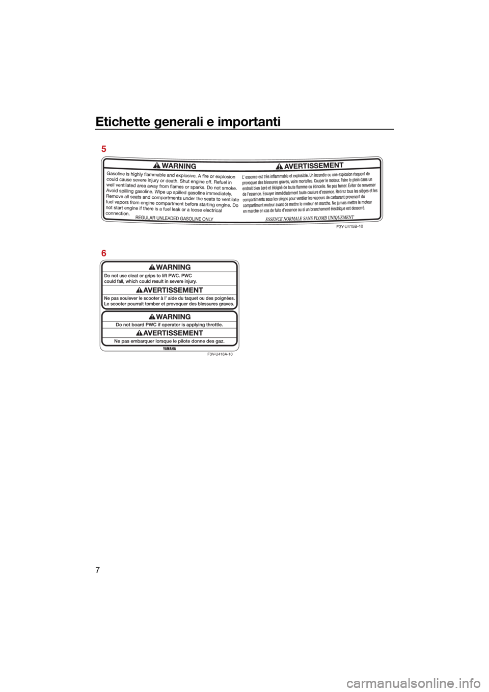 YAMAHA JETBLASTER 2022  Manuale duso (in Italian) Etichette generali e importanti
7
F3V-U416A-10
F3Y-U415B-10
6 5
UF6C70H0.book  Page 7  Tuesday, November 9, 2021  12:45 PM 