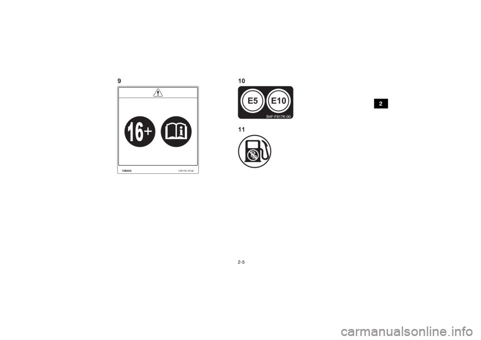 YAMAHA KODIAK 450 2021  Manuale de Empleo (in Spanish) 2-5
2
YAMAHA
1HP-F811R-00
E10
E5
B4F-F817K-00
910
11
UBEY60S0.book  Page 5  Friday, July 24, 2020  9:48 AM 