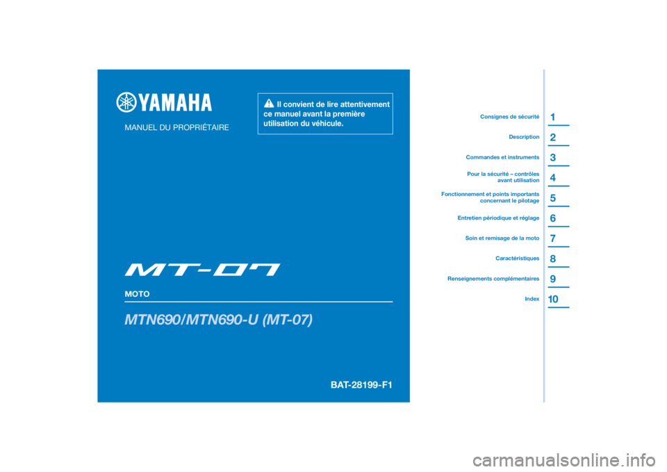 YAMAHA MT-07 2022  Notices Demploi (in French) 