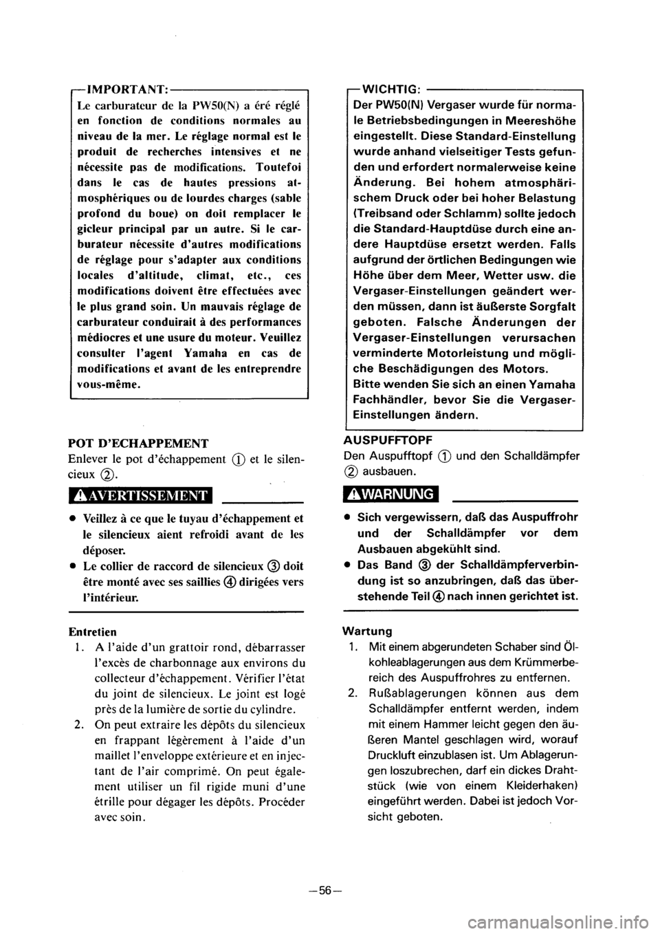 YAMAHA PW50 2001 Manual PDF 