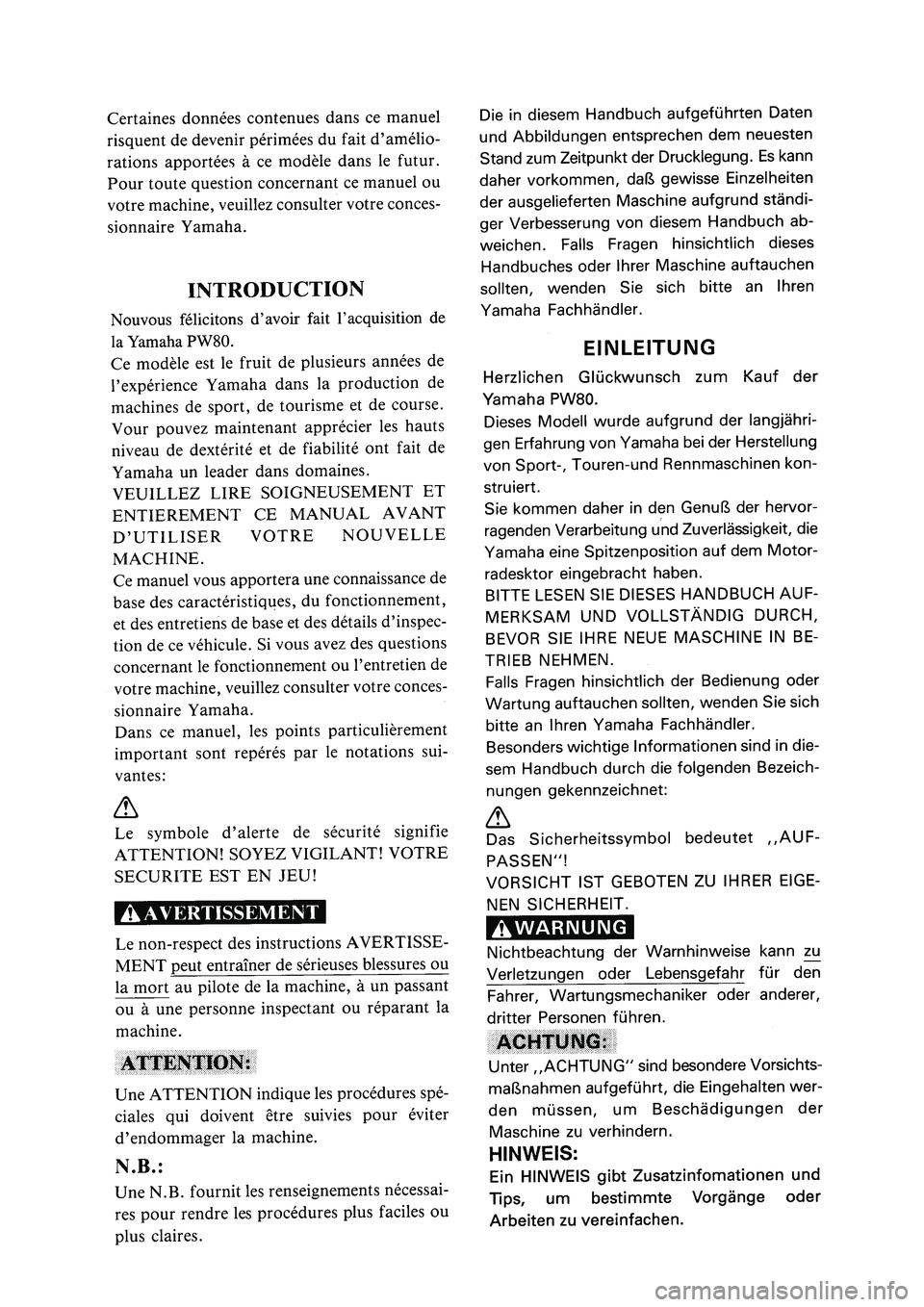 YAMAHA PW80 2005  Notices Demploi (in French)  3RV 8E 1  04.4.13 10:04      3  