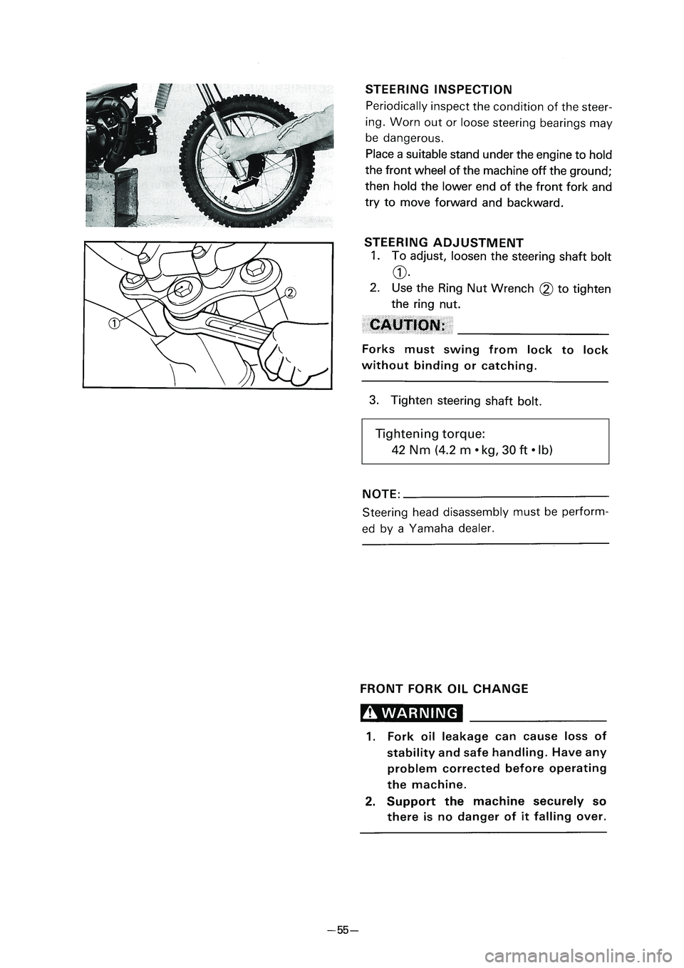 YAMAHA PW80 2005 Notices Demploi (in French) Tightening torque:42 Nm (4.2 m • kg, 30 ft • lb)
3RV 8E 2 04.4.13 10:14 24 YAMAHA PW80 2005 Notices Demploi (in French) Tightening torque:42 Nm (4.2 m • kg, 30 ft • lb)
3RV 8E 2 04.4.13 10:14 24