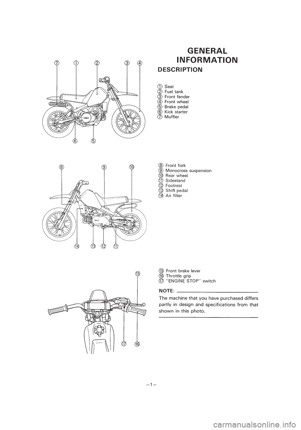 YAMAHA PW80 2003 Owners Manual *1/3=PW80-3RV-8B 01.4.16 2:53 PM Page 20 YAMAHA PW80 2003 Owners Manual *1/3=PW80-3RV-8B 01.4.16 2:53 PM Page 20