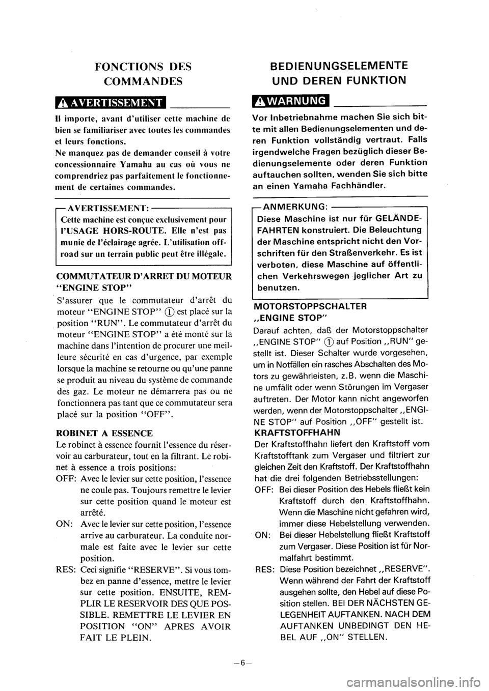 YAMAHA PW80 2001 Betriebsanleitungen (in German) YAMAHA PW80 2001 Betriebsanleitungen (in German)