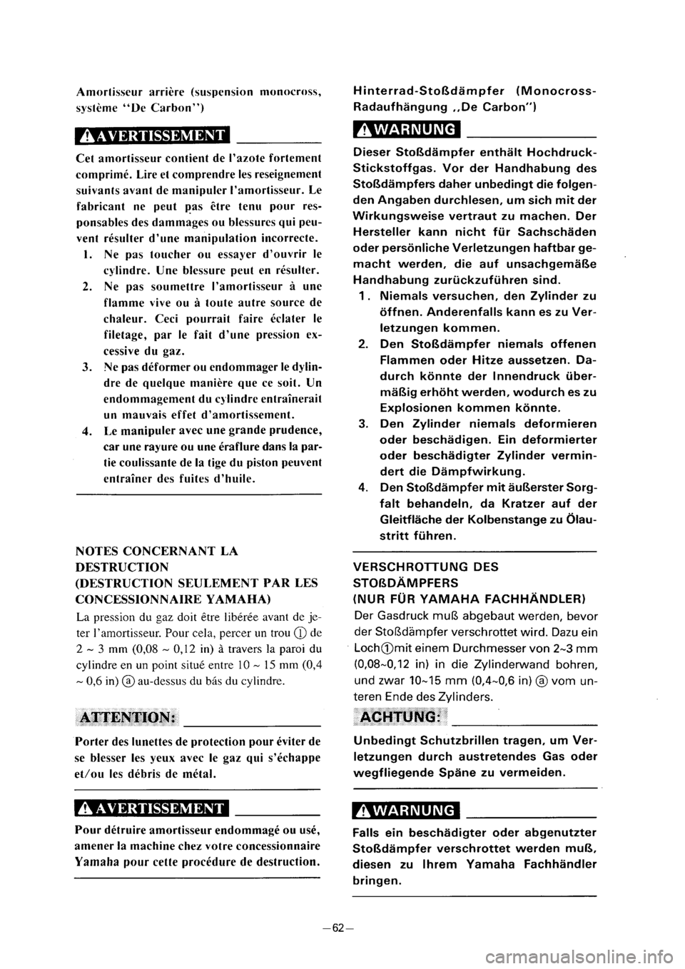 YAMAHA PW80 2001 Betriebsanleitungen (in German) YAMAHA PW80 2001 Betriebsanleitungen (in German)