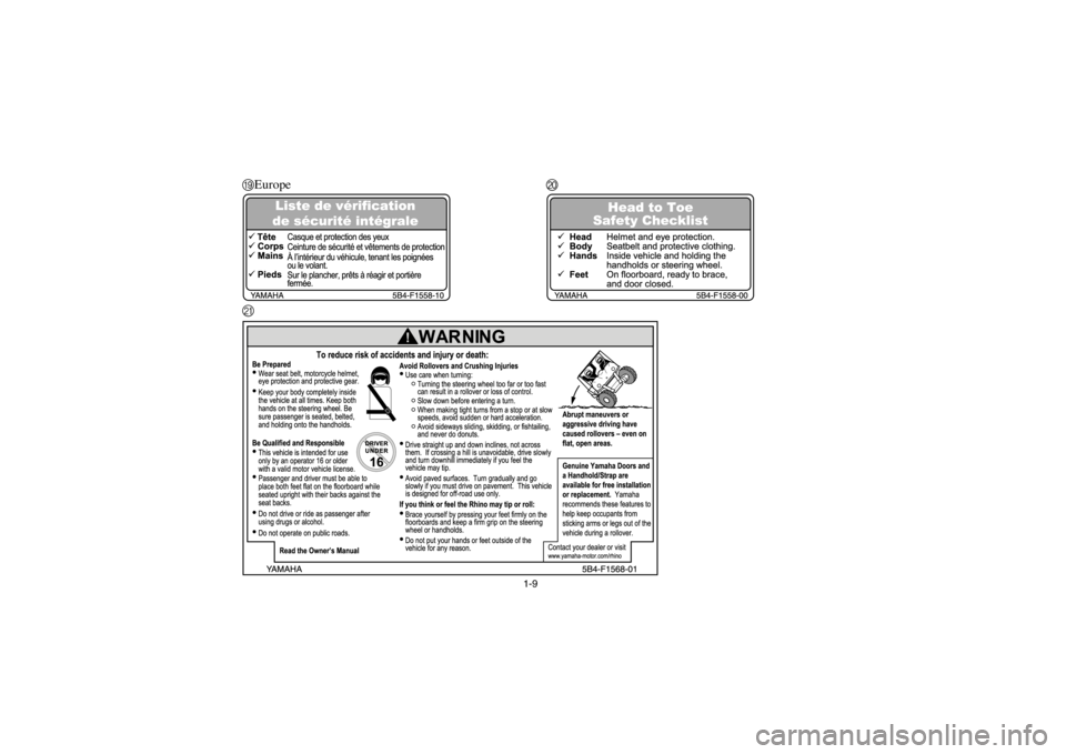 YAMAHA RHINO 700 2013  Notices Demploi (in French) 1-9
IEuropeJ
K1RB7A_FF.book  Page 9  Tuesday, April 24, 2012  9:17 AM 