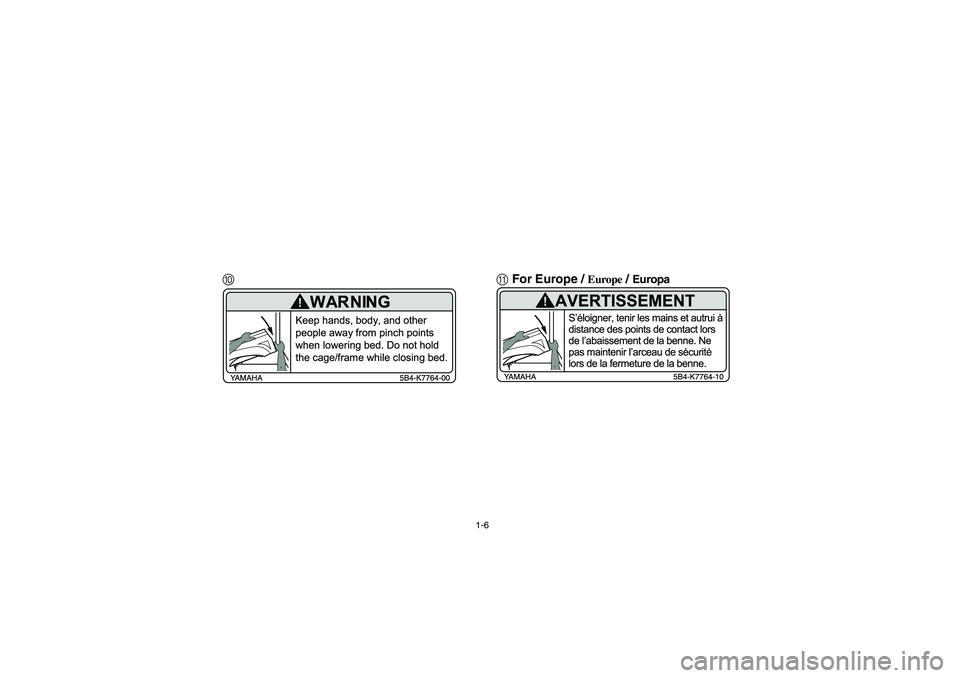 YAMAHA RHINO 700 2012  Notices Demploi (in French) 1-6
0AFor Europe / 
Europe
 / Europa
1RB60-EE.book  Page 6  Thursday, April 7, 2011  10:43 AM 