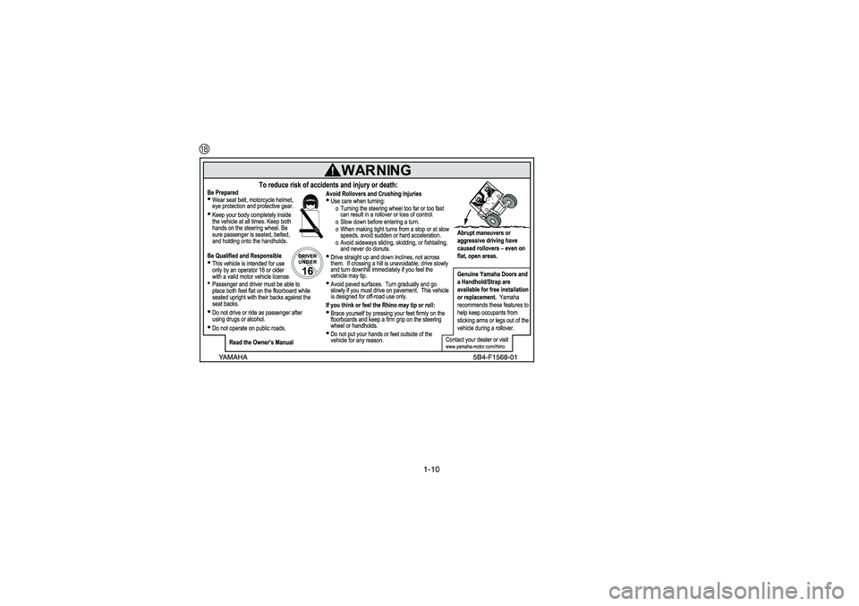 YAMAHA RHINO 700 2008  Notices Demploi (in French) 1-10
HEE.book  Page 10  Wednesday, November 7, 2007  2:40 PM 