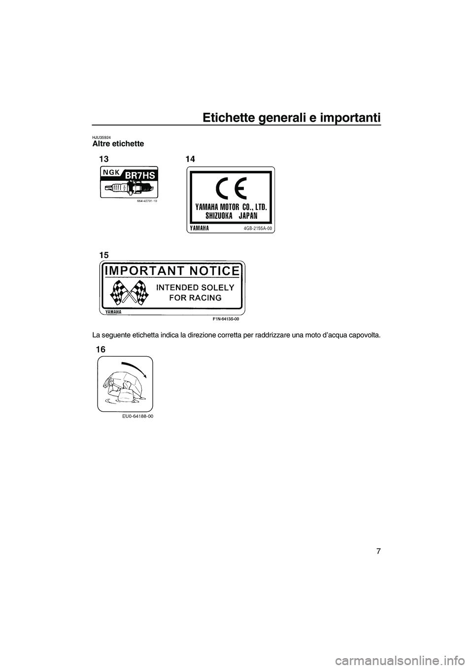 YAMAHA SUPERJET 2010  Manuale duso (in Italian) Etichette generali e importanti
7
HJU35924Altre etichette 
La seguente etichetta indica la direzione corretta per raddrizzare una moto d’acqua capovolta.
UF2F72H0.book  Page 7  Wednesday, May 27, 20