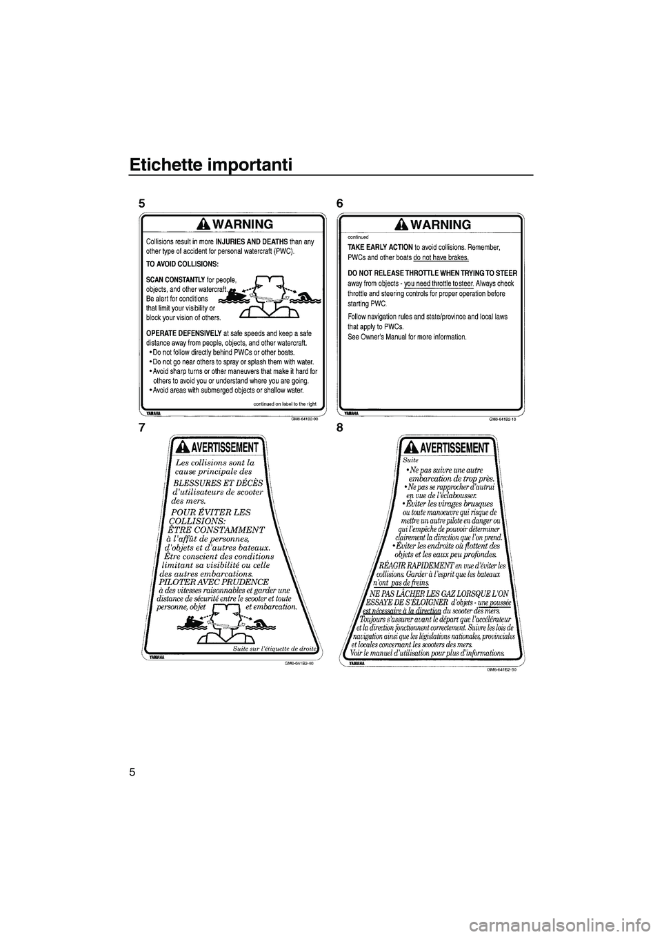 YAMAHA SUPERJET 2008  Manuale duso (in Italian) Etichette importanti
5
UF2F70H0.book  Page 5  Tuesday, April 17, 2007  9:22 AM 