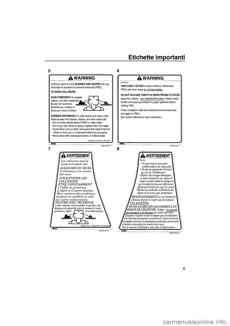 YAMAHA SUPERJET 2007  Manuale duso (in Italian) Etichette importanti
6
UF1N75H0.book  Page 6  Tuesday, May 16, 2006  1:26 PM 